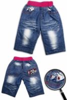  Бермуды джинс для девочки с карманами, пояс на резинке (1086) 